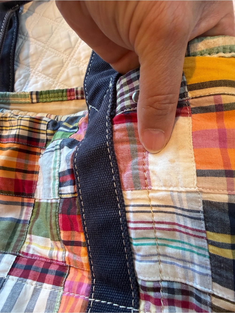 Vintage J.Crew Madras Patchwork Canvas Tote Bag - Picture 10 of 11